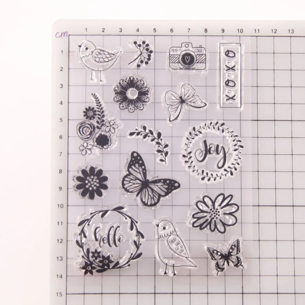 Прозрачные зеркальные штампы в виде бабочек птиц венков для рукоделия печать