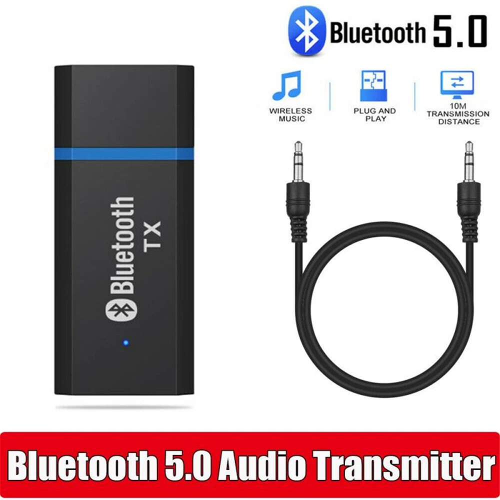Bluetooth Transmitter 5.0 Audio Adapter For TV PC Headphones 3.5 MM Jack AUX USB Stereo Music Adapter Plug & Play TV Sets