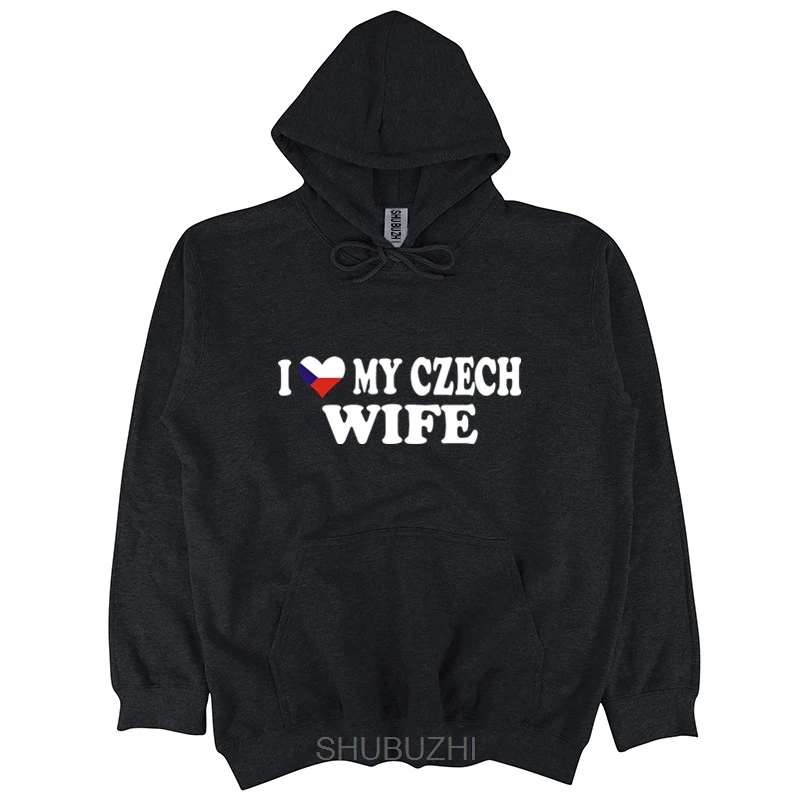 Мужская толстовка с капюшоном I LOVE MY Чешская жена-Чехия/Европа/Веселая тематика