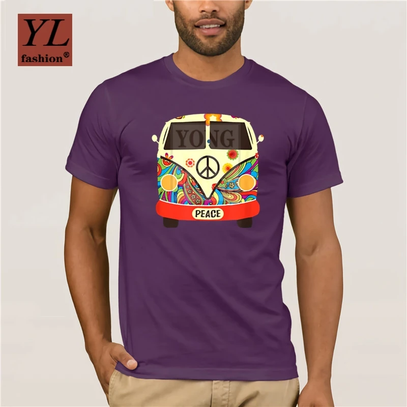 

Hippies Peace And Love Vintage T Shirt Trip Car Graphic Hippy Festival Tshirt EU Size 100
