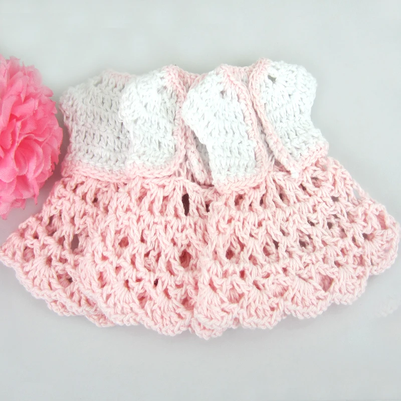 12Pcs mini crochet dress white jacket baby shower favor baptism girl craft party decoration 8cm images - 6