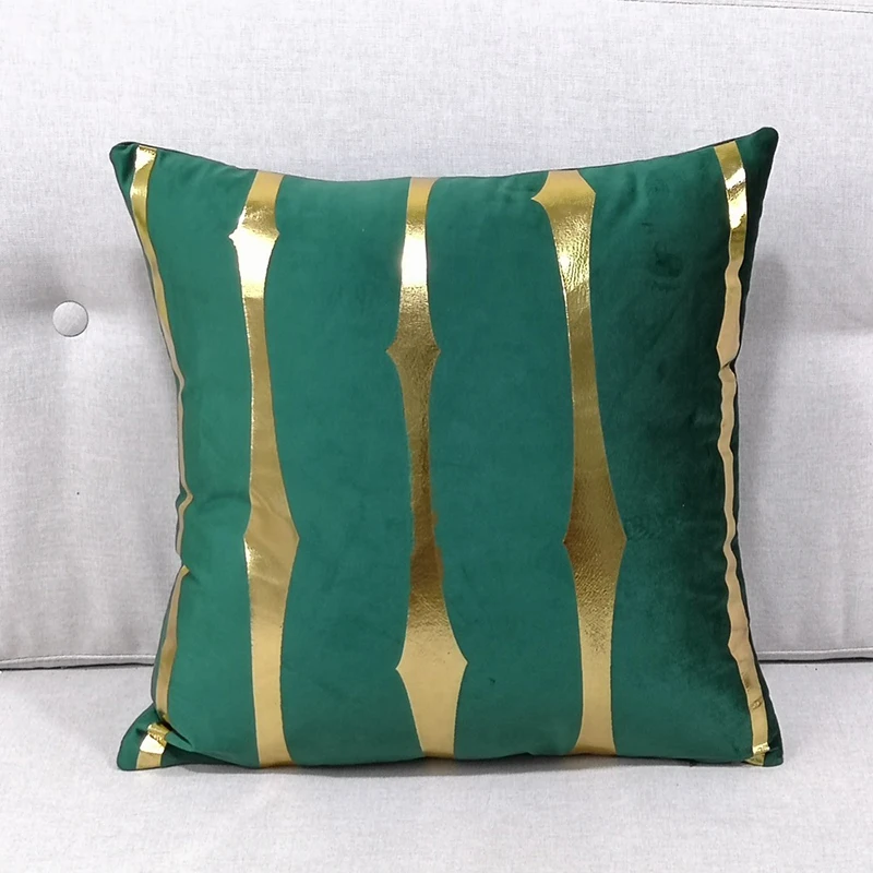 

45x45cm Velvet Square Cushion Cover Geometric Bronzing Pillowcase Car Seat Decorative Pillow Covers Sofa Bed Throw Pillows Case