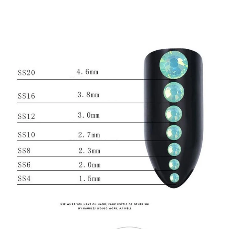 

Multi Size Nail Art Crystal Glass Gems Flat Bottom Opal Nail Rhinestones