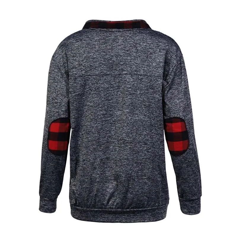 

2020 Autumn Winter Plaid Sweatshirs Women Turn-down Collar Long Sleeve Fashion Streetwear Hoodies Vintage Pullovers Sweatshirt