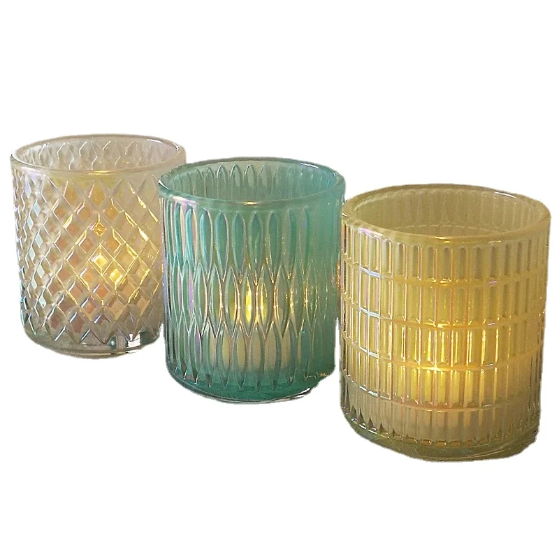 

Simple Embossed Cup-shaped Glass Candlestick Romantic Candlelight Dinner Decoration Candlestick Cup Room Ornaments Gift a