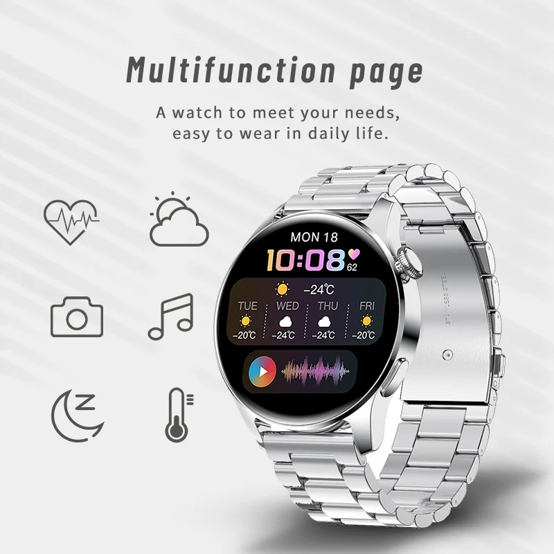 2021 LIGE New Full Circle Touch Screen Steel Band Luxury Bluetooth Call Men smart watch Waterproof Sport Activity fitness watch