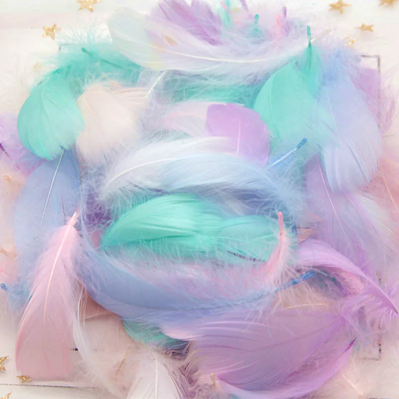 

100Pcs 8-12cm Natural Feathers Colorful Swan Goose Feather Plumes DIY Craft Gift Box Filling Material Wedding Jewelry Decoration