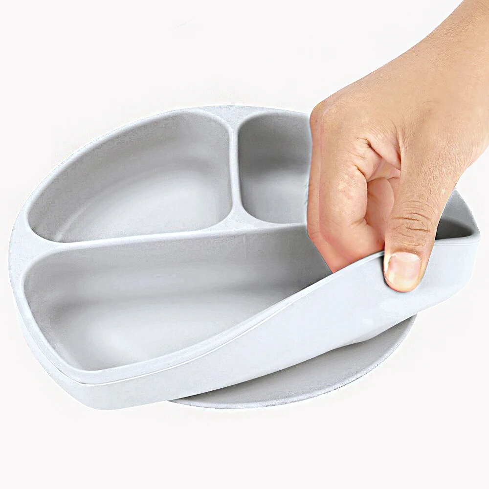 Детская посуда силиконовая миска на присоске для детей тарелка с улыбающимся