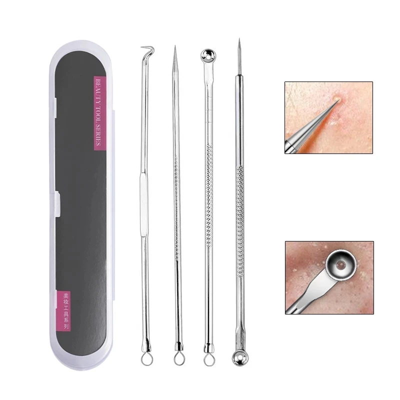 

Free Shipping 4p Acne Blackhead Remover Needle Tools Set Blackhead Pimple Extractor Stainless Steel Blackspot Removal Skin Care