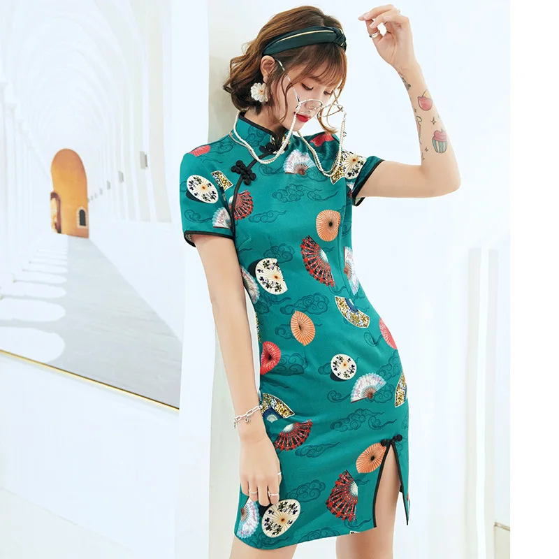 Китайское платье qipao летние женские платья с принтом для девочек | Тематическая