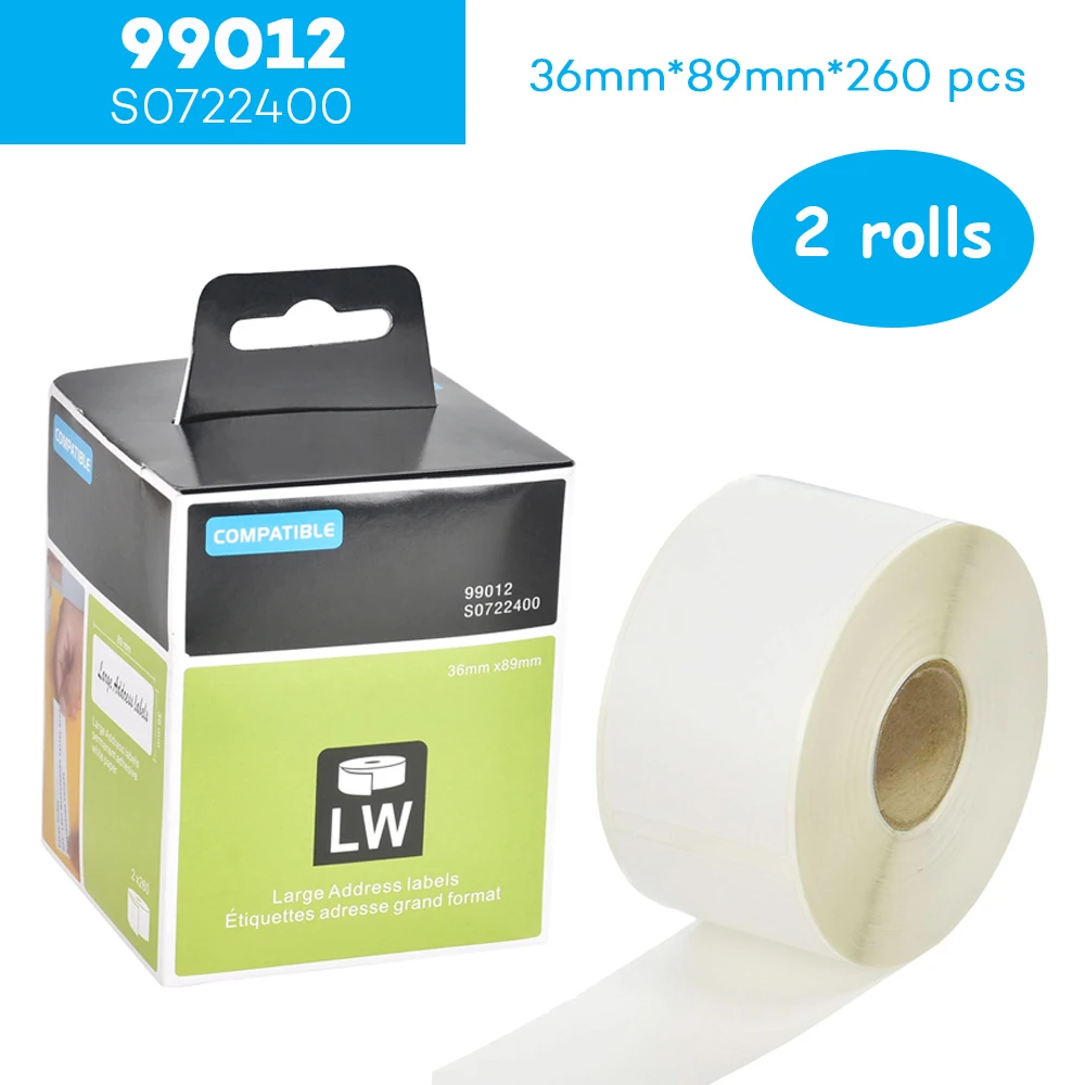 CIDY 2 рулона 99012 для Dymo Labelwriter 450 принтер печати этикеток клейкие ленты адресная