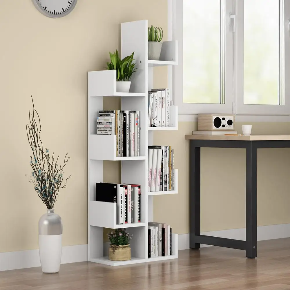 8 полочная книжная полка Tribesigns для деревьев Современная демонстрационный