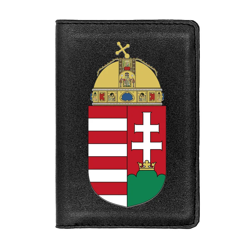 

High Quality National Emblem of Hungary Printing Passport Cover Holder ID Credit Card Case Travel Leather Wallet