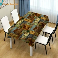Retro Rustic Lodge Bear Moose Deer Art Home Decor Party Dining Table Cloth