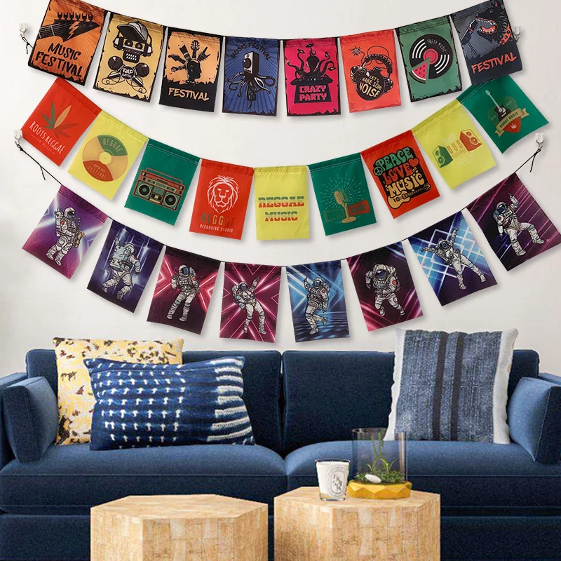 

birthday party decorations wall backdrop decor Tinsel christmas hanging flag Reggae Rock bar wall decoration japan style layout