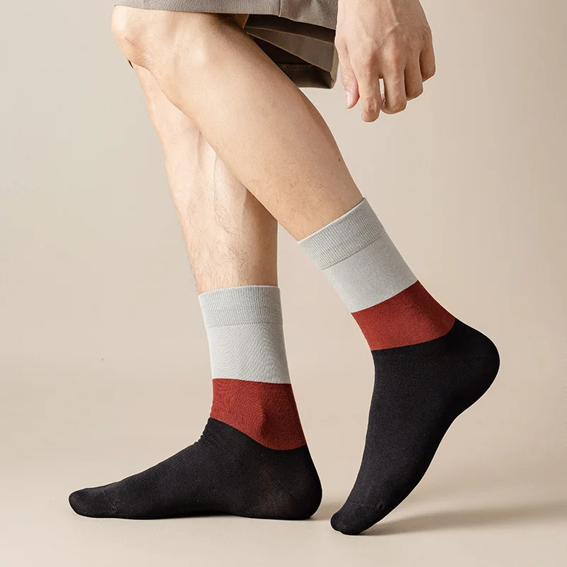 Мужские повседневные носки, новые стильные деловые хлопковые мужские носки, мягкие дышащие Теплые цветные носки для мужчин в стиле Харадзю...