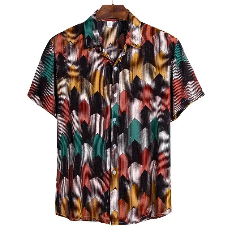 

Hawaiian Print Men's Shirt Streetwear Short Sleeve Shirts For Men Casual Beach Turn-down Collar Men's Shirt Chemise Homme