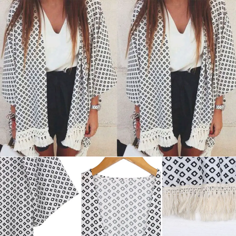 Женская винтажная Свободная блузка летнее шифоновое пальто в стиле бохо шаль