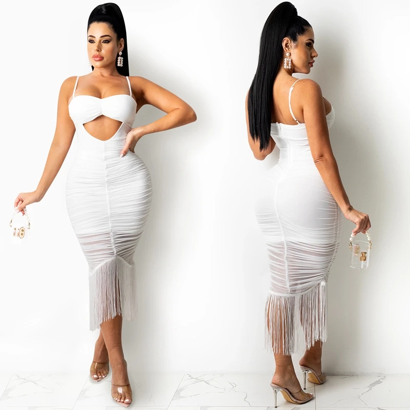 

Women Clothing Sexy Dress Summer Tassel Backless Hollow Party Birthday Lounge Club Outfits Y2k Clothes Vestidos Wholesale Items