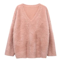 autumn winter fashion leisure sweater women casual pullovers mink velvet solid color warm teen gril sweaters pink sweater large