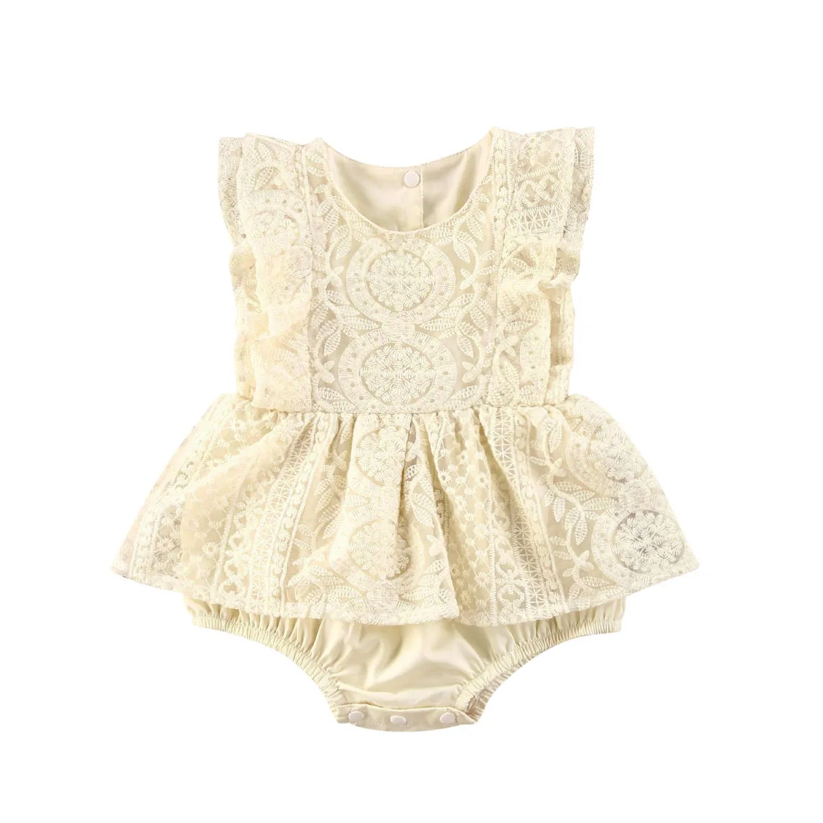 

Pudcoco Summer Newborn Baby Girl Clothes Sleeveless Solid Color Lace Flower Ruffle Romper Tutu Dress Jumpsuit Princess Outfit