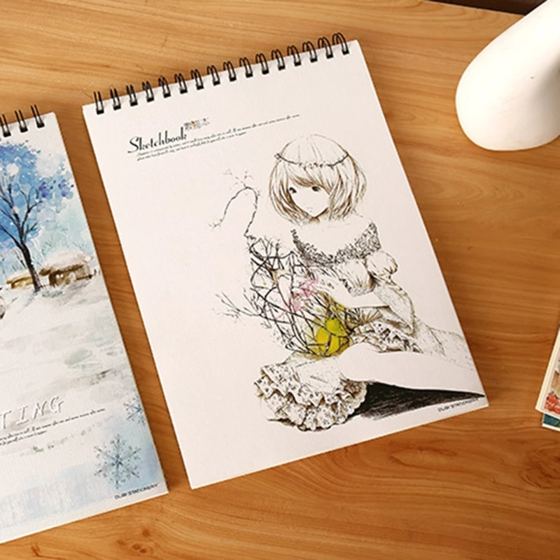 

40 Sheets A4 Paper Watercolor Sketch Book Diary Journal Notebook Artist Supplies Notepad for Painting Drawing