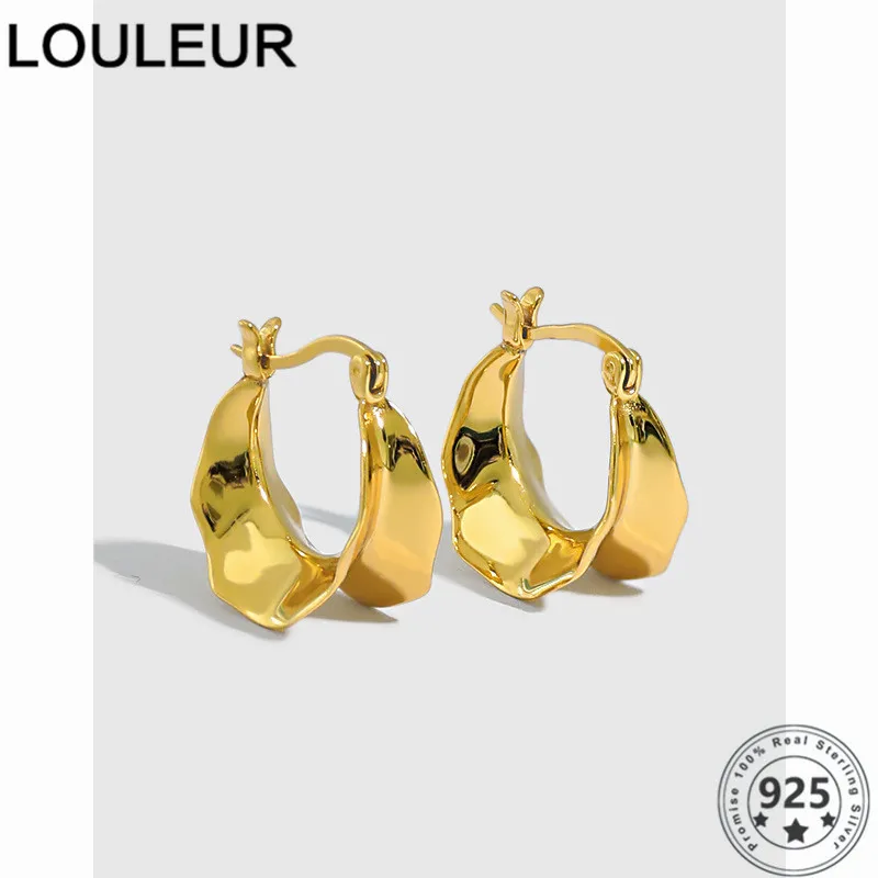 

LouLeur Fashion 925 Sterling Silver Earrings French Style 18K Gold Irregular Earrings For Women Wedding/Engagement Fine Jewelry