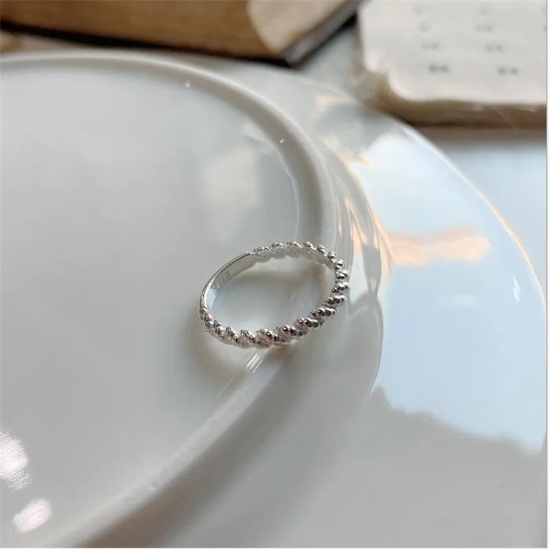 

POFUNUO Real 925 Sterling Silver Tail Ring Minimalist Female Small Silver Rings For Women Fashion Wedding Jewelry Birthday Gifts