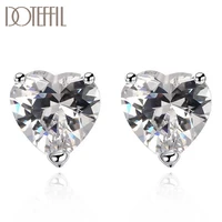 doteffil 925 sterling silver aaa zircon heart shaped earrings charm women fashion jewelry wedding party gift