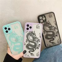 fashion dragon animal pattern phone case for iphone 12 11 pro xs max x 7 xr 8 6plus transparent cover matte bag funda shell