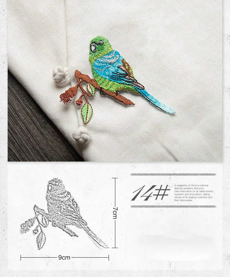 14 single bird Птица патч цветок вышивка железа на патчи для одежды аппликация DIY шляпы пальто платье брюки аксессуары ткань стикер - Цвет: 14 single bird