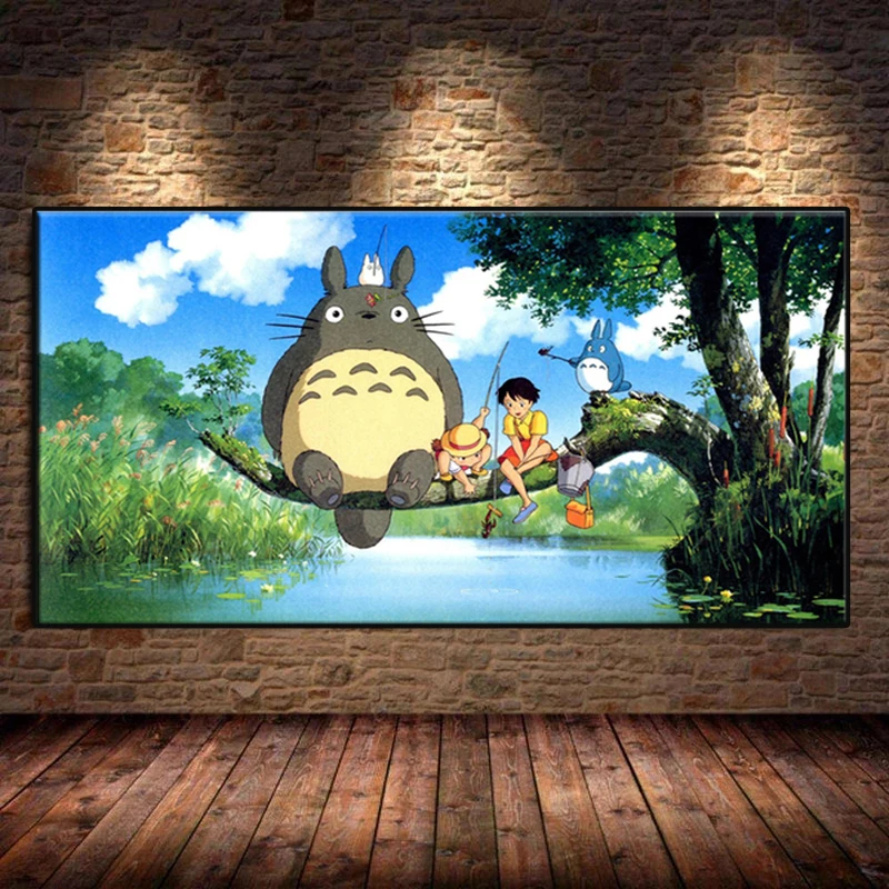 

Adorable Cartoon Miyazaki Hayao Totoro Modern Art Classic Poster Wall Canvas Painting for Kids Bedroom Picture Home Decor Gift