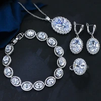 trendy ring necklace bracelet set vintage ksys059 gold plated women fashion jewelry reception white zircon luxury engagement