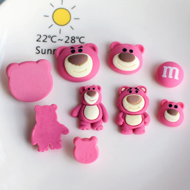 10 шт. мультяшный клубничный медведь конфеты плоский задний полимер