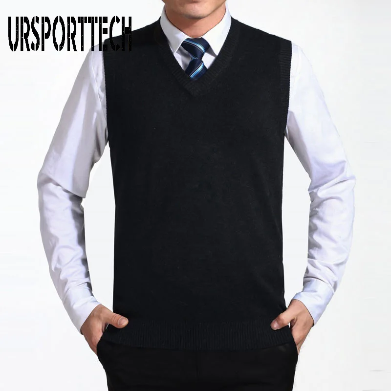 2020 New Arrival Solid Color Sweater Vest Men Cashmere Sweaters Wool Pullover Brand V-Neck Sleeveless for | Мужская одежда