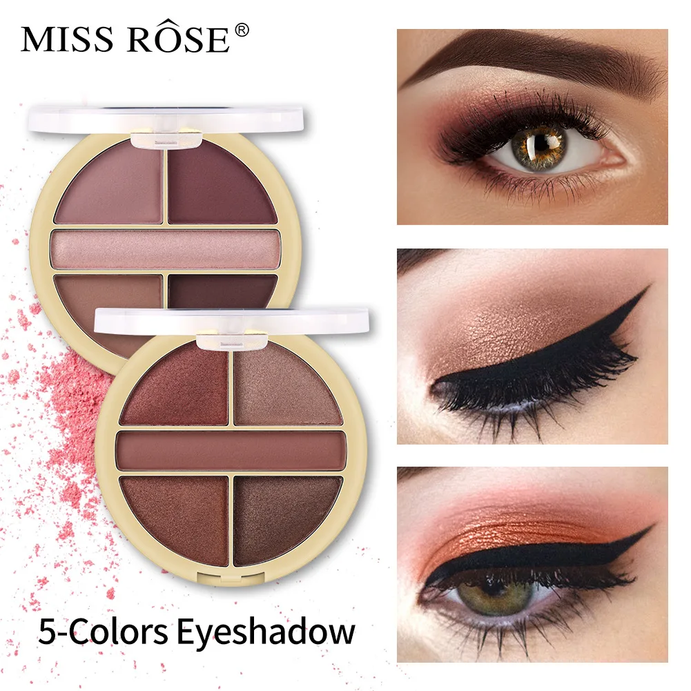 

5 Color Pressed Matte Glitter Eyeshadow Palette Waterproof Border Makeup Natural Nude Make-up Shimmer Shiny Make Up Tool