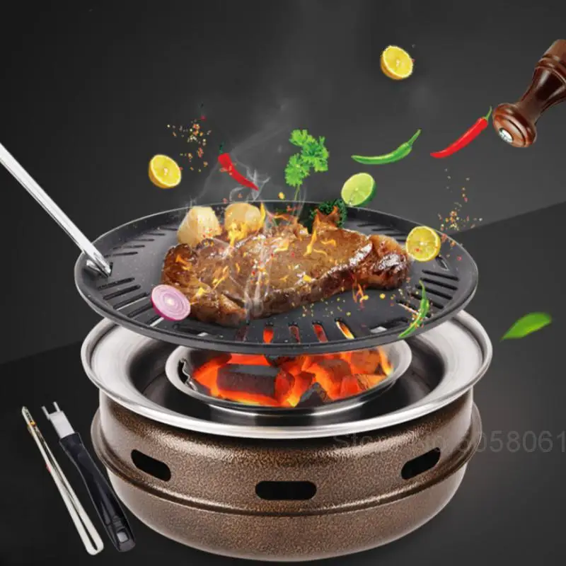 Карбоновая печь для барбекю угольная плита бытовой поднос выпечки круглая