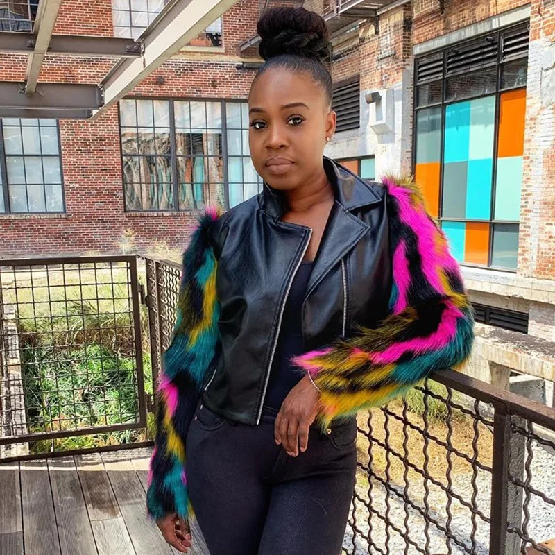 Европейский Стиль пальто из искусственной кожи для женщин с длинным рукавом