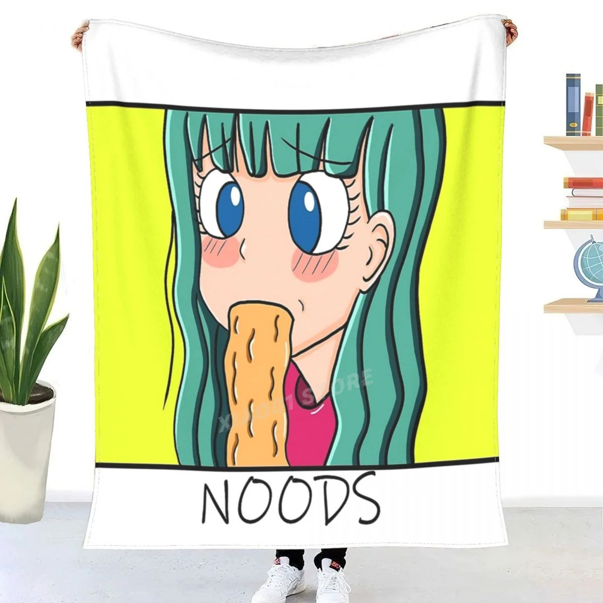 

Anime Girl Eating Noodles Throw Blanket Sherpa Blanket Bedding soft Blankets