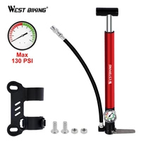 west biking alloy bicycle pump hose gauge hand foot floor bike tire pump 130psi cycling air inflator presta schrader valve pump