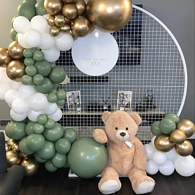 137Pcs/set Retro Green White Balloons Garland Chrome Gold Balloon Chain Arch for Baby Shower Bridal Wedding Party De | Дом и сад