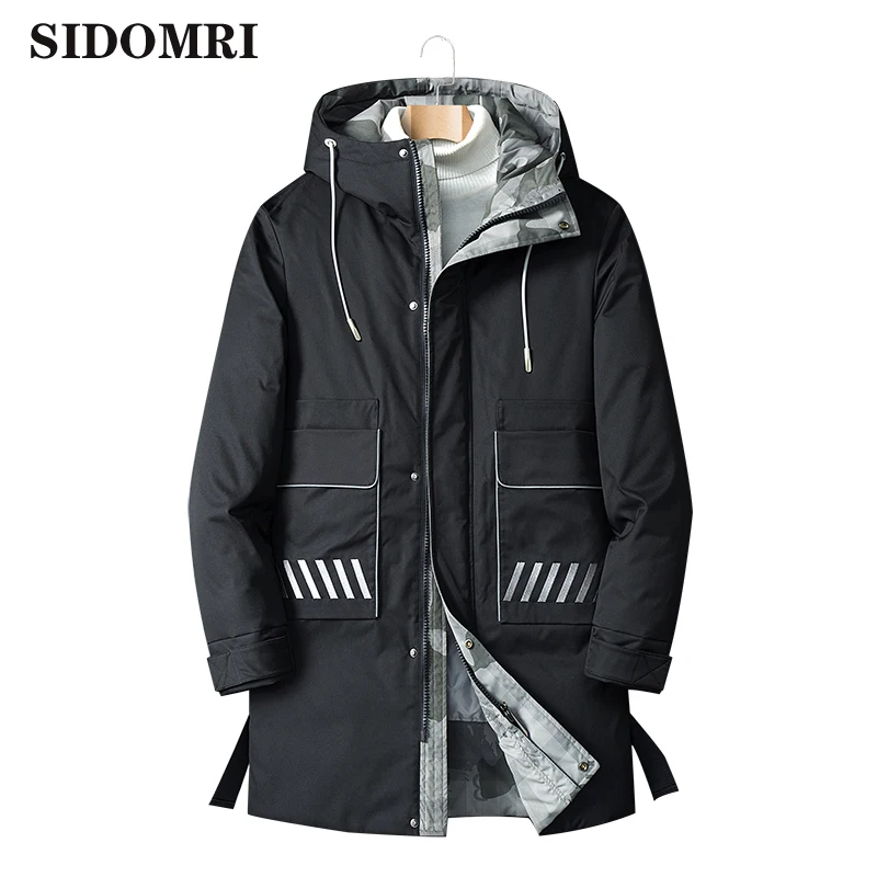 Winter down jacket new men's medium length jacket with extra thickness and warmth popular logo white duck down 90% down coat