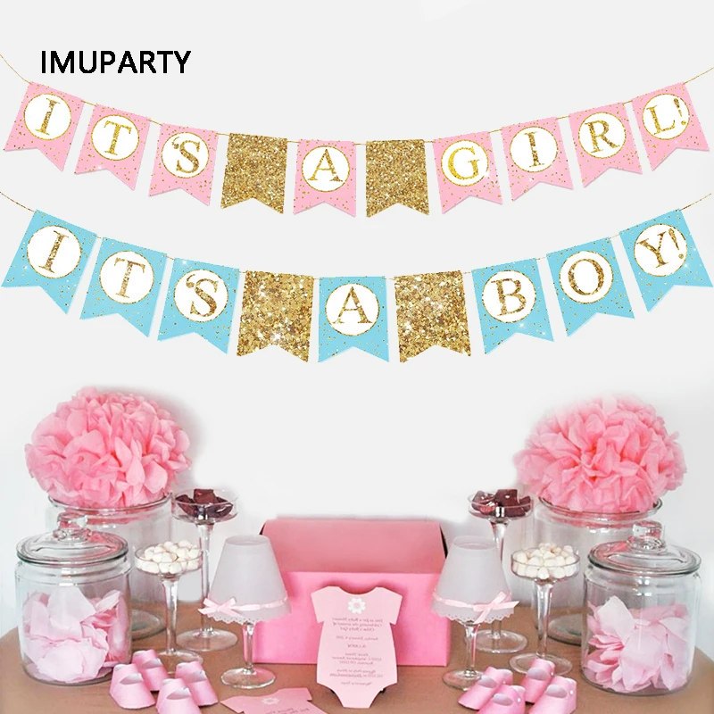 Блестящий баннер для девочек и мальчиков золотой розовый синий цвет детей дня