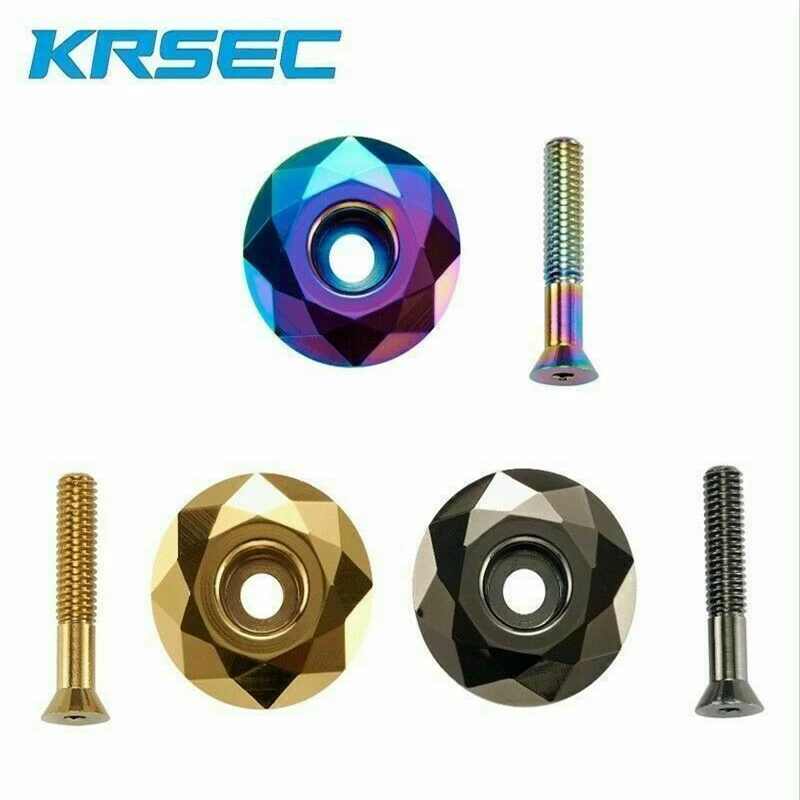 

KRSEC Road XC FR Bike Al Alloy 1-1/8" Stems Headset diamod Top Cap Set with Bolt