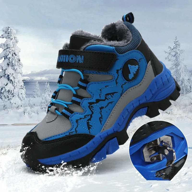 Зимние водонепроницаемые ботинки для мальчиков и девочек теплые Нескользящие
