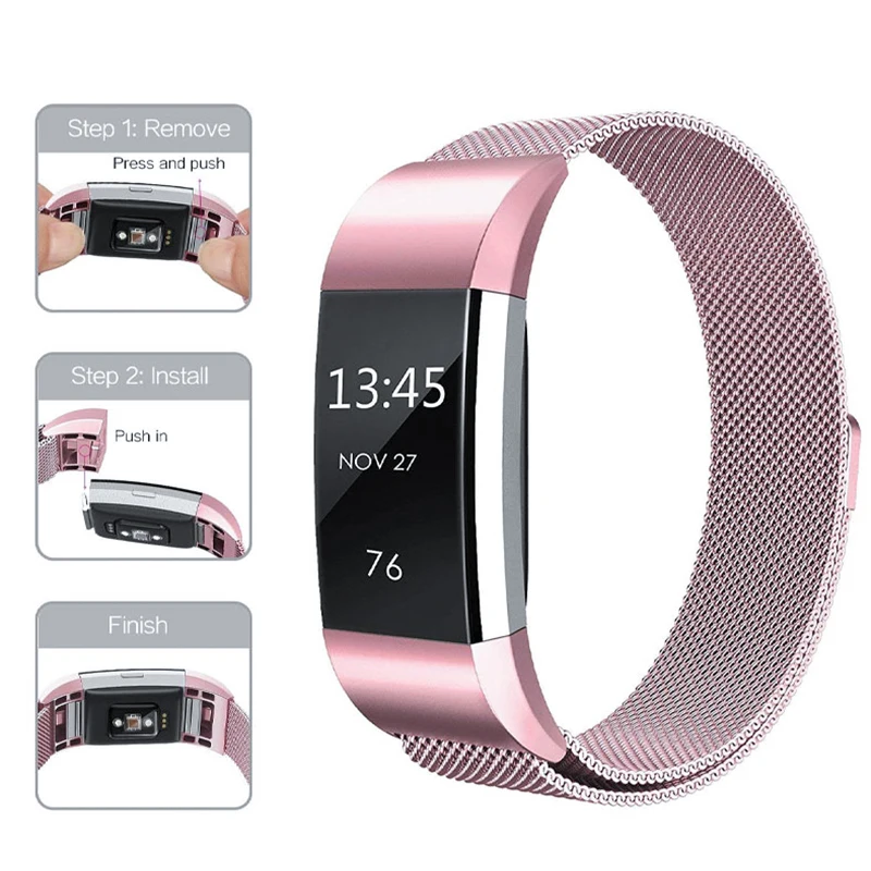 Миланская петля ремешок для часов браслета Fitbit Charge 2 сменный Браслет Магнитная