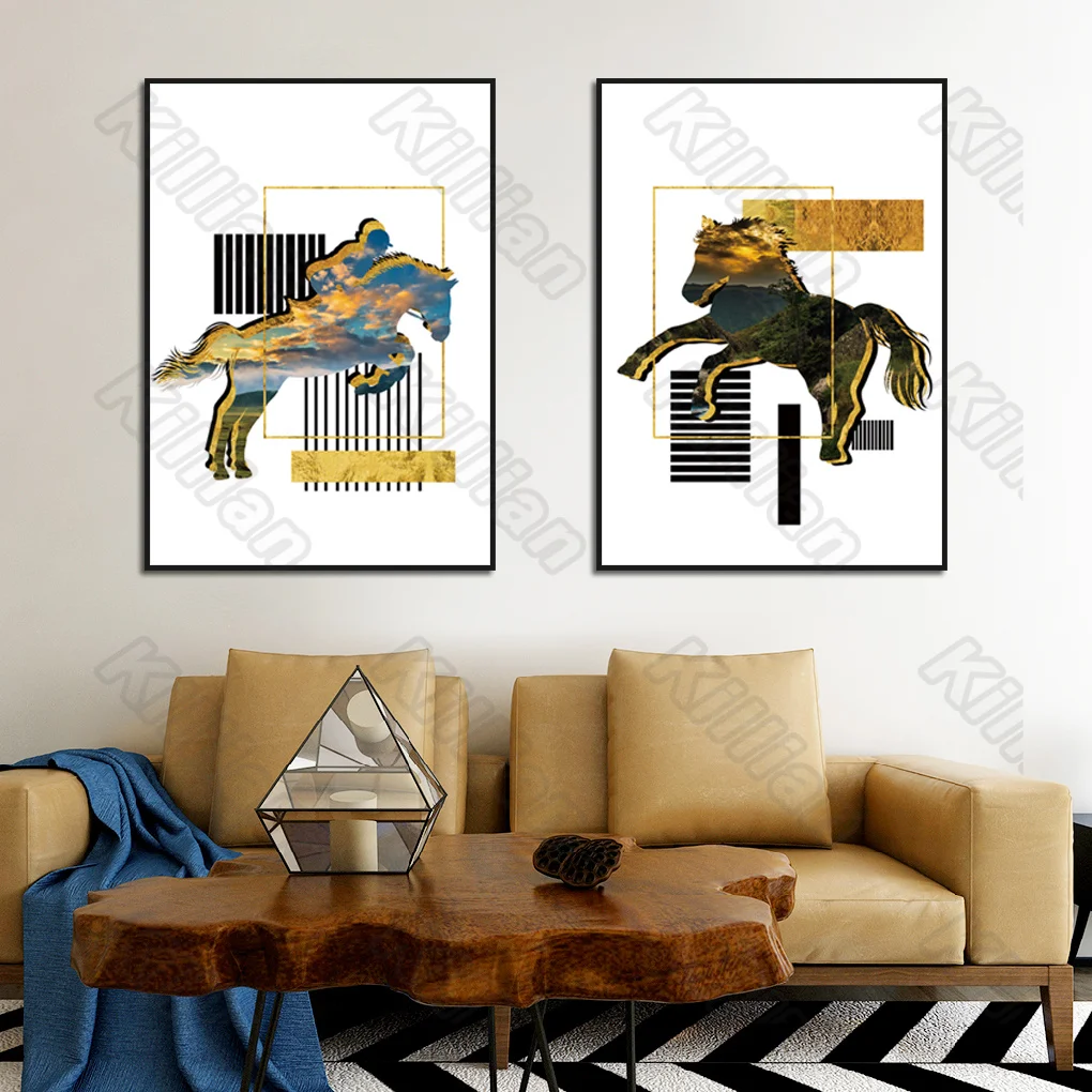 

Animal Type Horse and Race Frameless Painting Posters and Murals for Residential Living Room and Decoration Bedroom Fresco