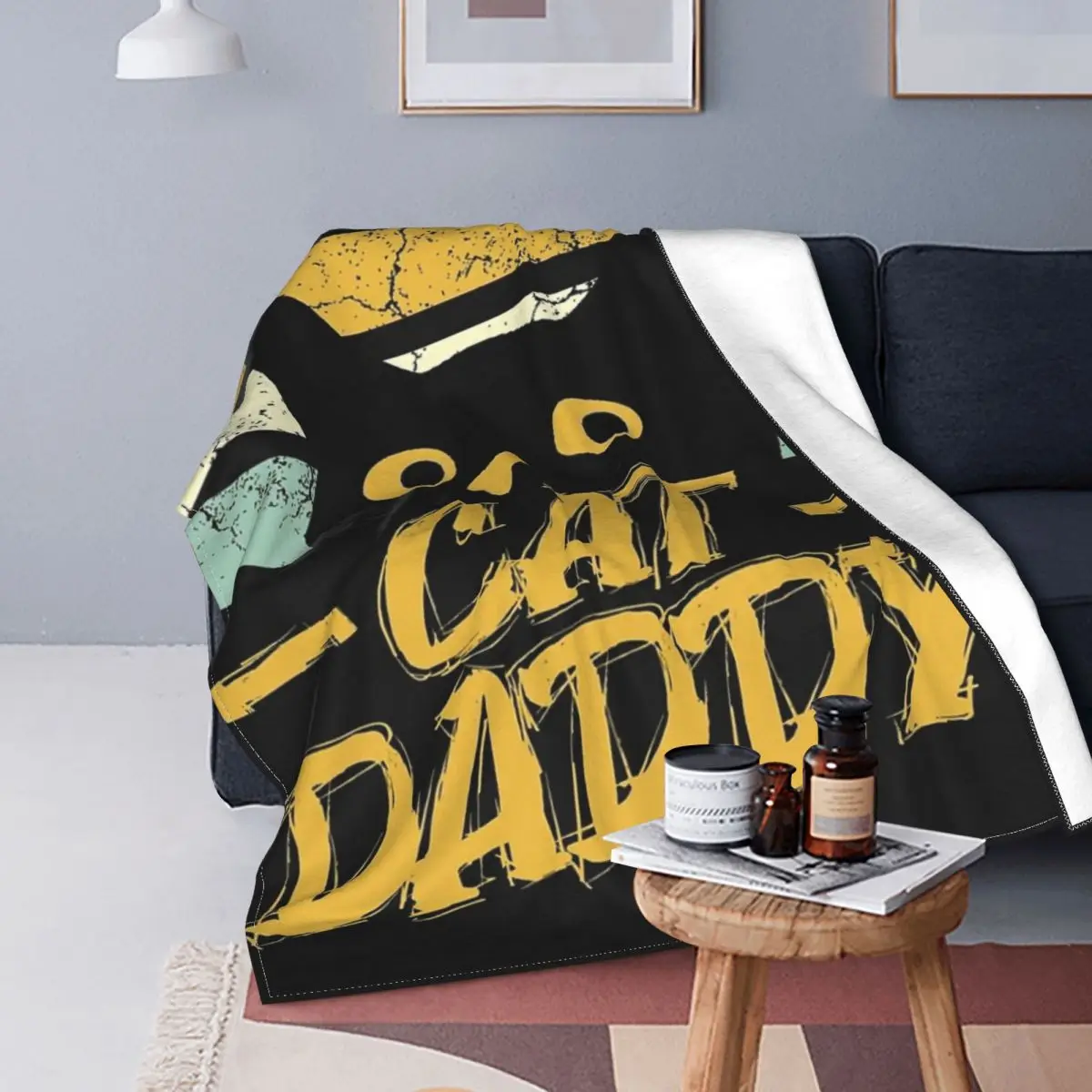

Manta de gato y papá para cama, colcha a cuadros, manta de verano para camas