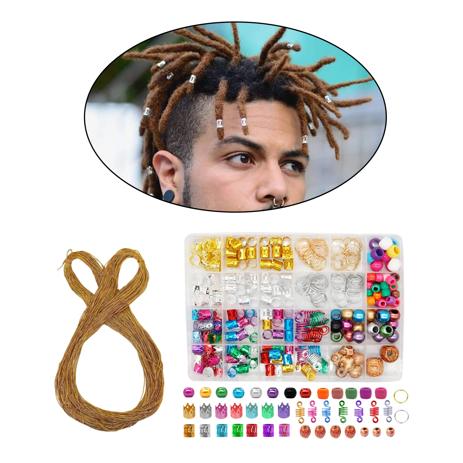 

238x Hair Dreadlocks Bead Cuff Clip Decoration Tube Hair Accessories Jewelry Women Braids Cuffs Dread Clips