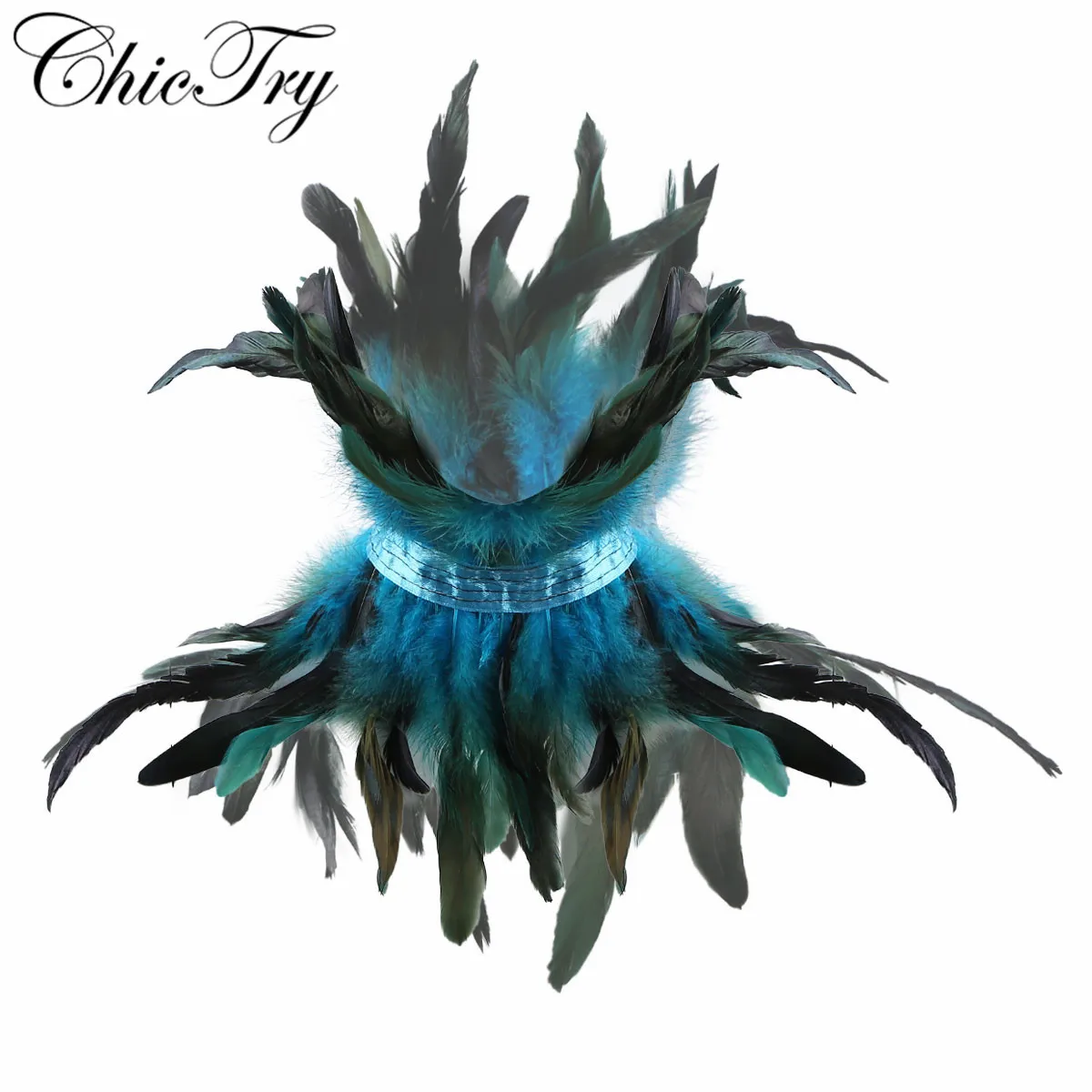 Женский ошейник чокер с натуральным пером в готическом стиле накидка на плечо